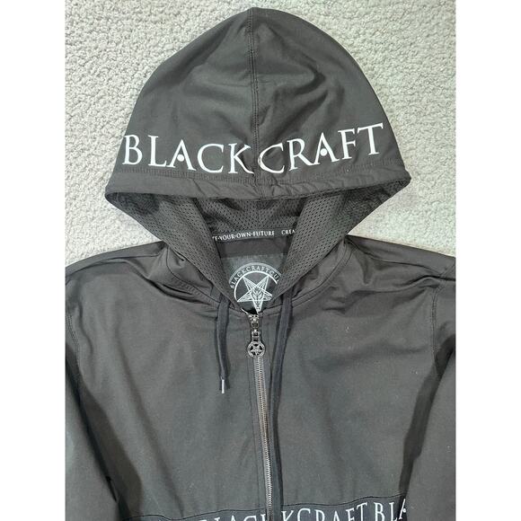 BlackCraft Cult Hoodie Mens Large Full Zip Camo Black Gray Baphomet Occult Witch - Picture 8 of 9